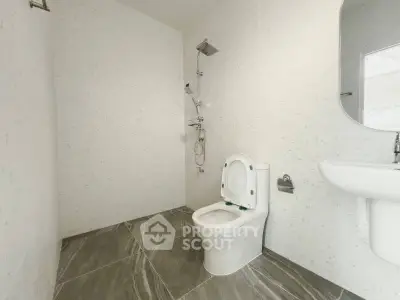 Modern bathroom with sleek fixtures and minimalist design