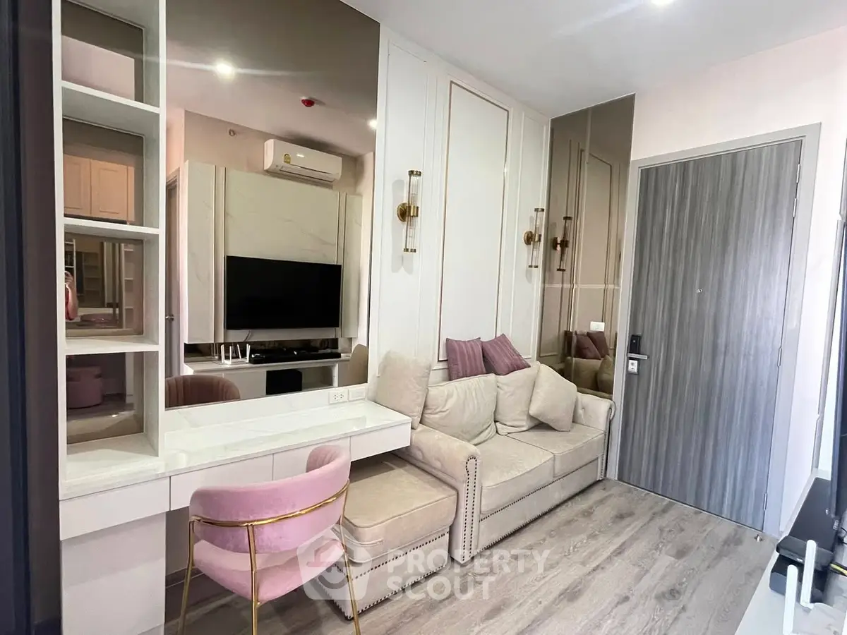 Chic modern living room with stylish decor and cozy seating