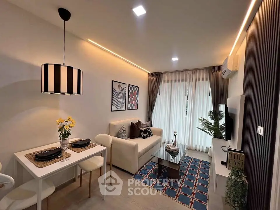Stylish modern living room with elegant decor and cozy ambiance