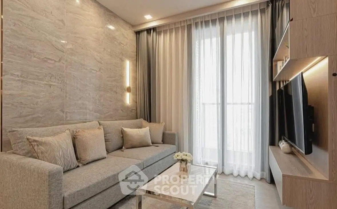 Modern living room with elegant decor and natural light