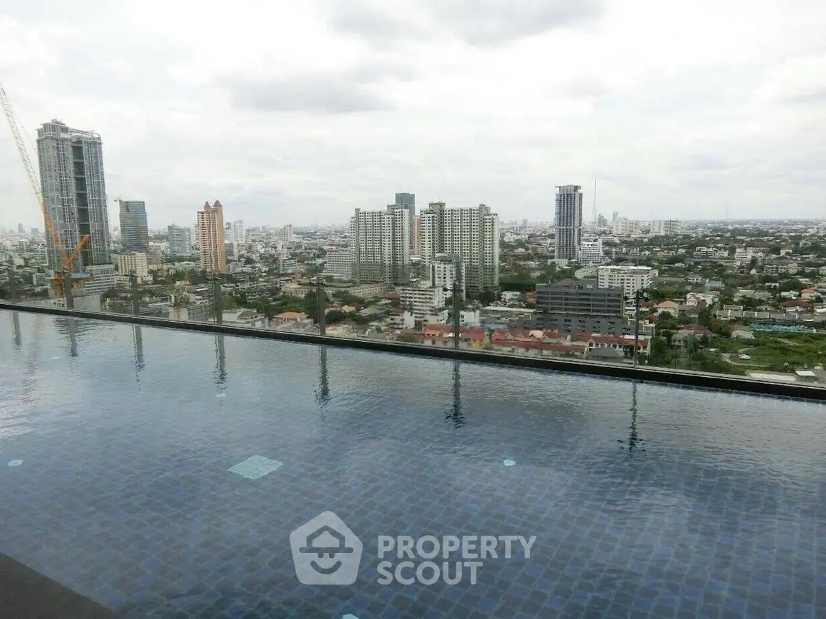 Stunning rooftop infinity pool with panoramic city skyline views, perfect for luxury urban living.