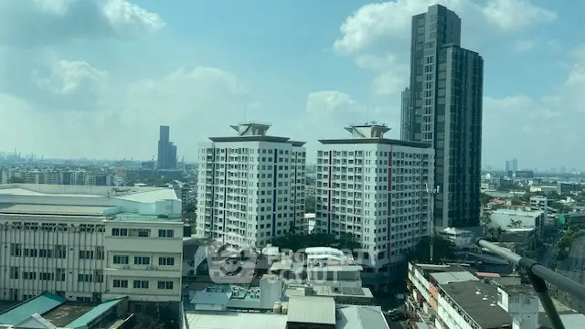 Stunning cityscape view with modern high-rise buildings under a clear blue sky.