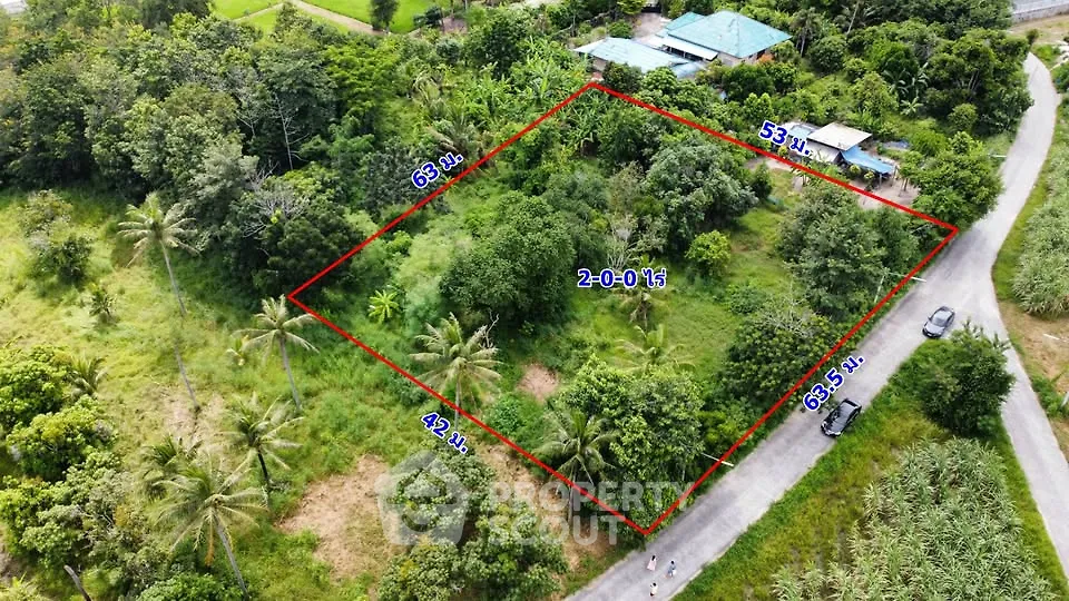 Prime land plot with lush greenery and road access, ideal for development or investment.