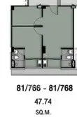 Compact floor plan layout of a modern apartment unit with efficient space utilization.