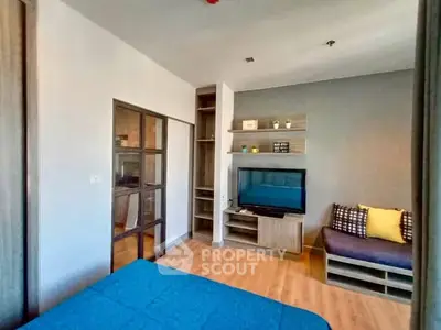 Modern bedroom with stylish decor and built-in storage solutions