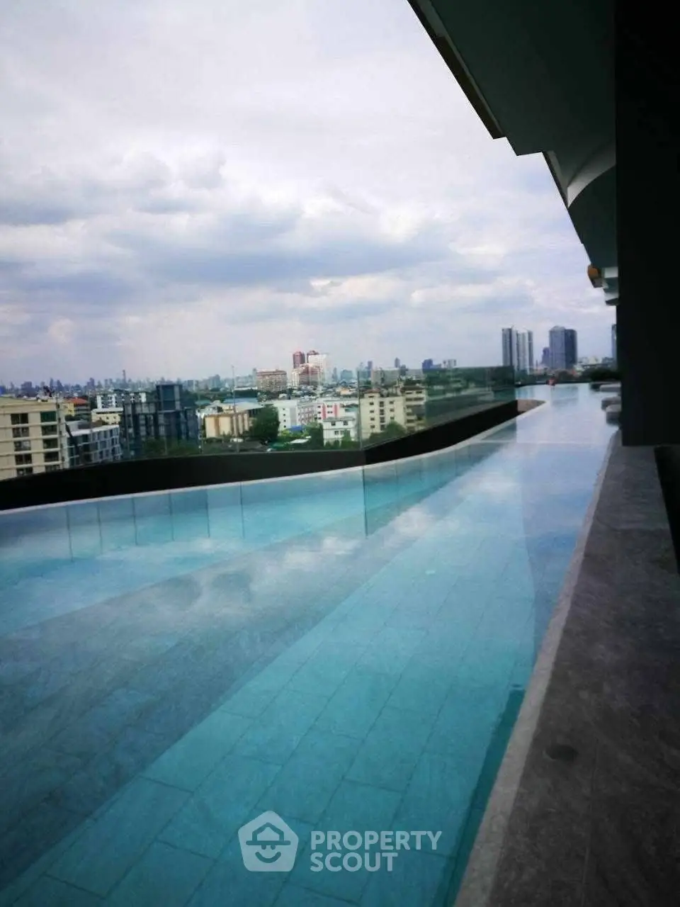 Luxurious rooftop infinity pool with stunning city skyline views.