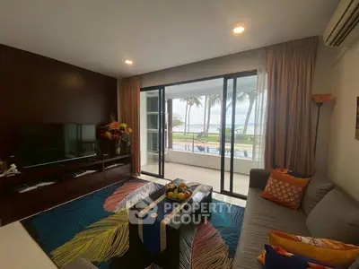 Luxurious living room with ocean view and modern decor