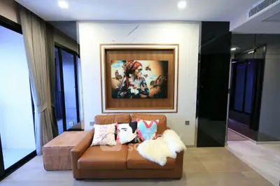 Stylish living room with modern decor and cozy seating area