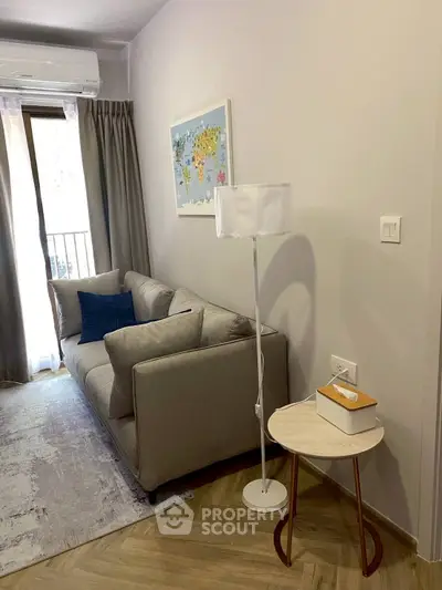 Cozy living room with modern sofa and stylish decor