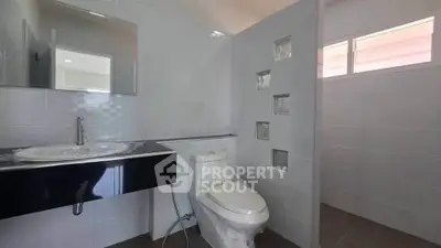 Modern bathroom with sleek fixtures and contemporary design