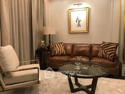 Luxurious living room with elegant leather sofa and modern decor