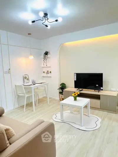 Modern living room with stylish decor and cozy ambiance