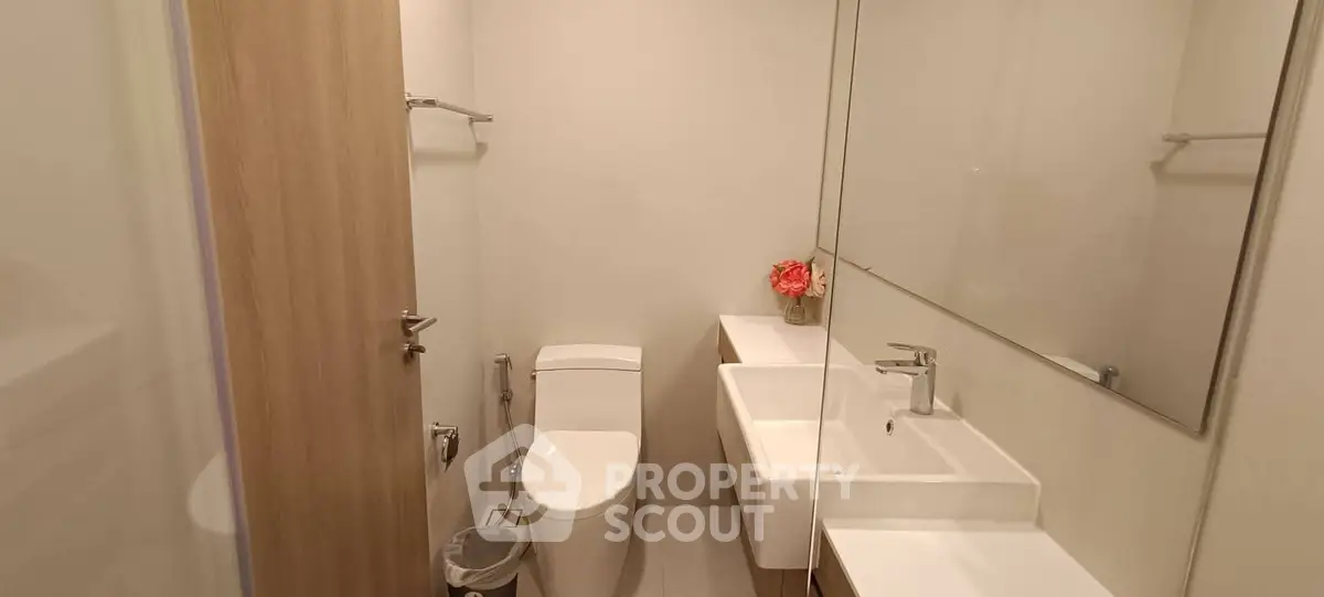 Modern bathroom with sleek fixtures and minimalist design