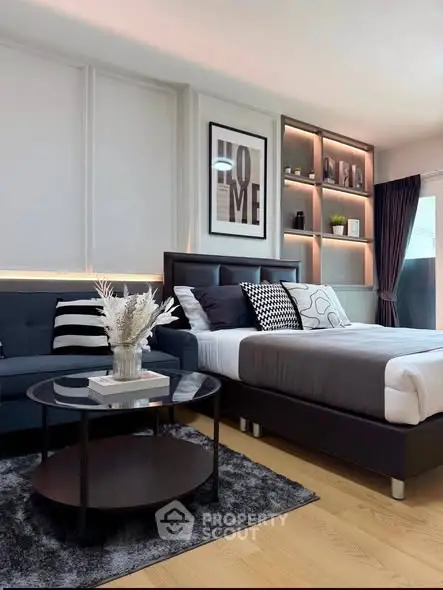 Modern studio apartment with stylish decor and cozy ambiance