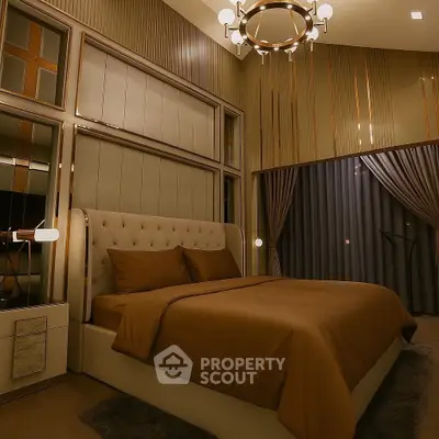 Luxurious bedroom with elegant lighting and modern decor