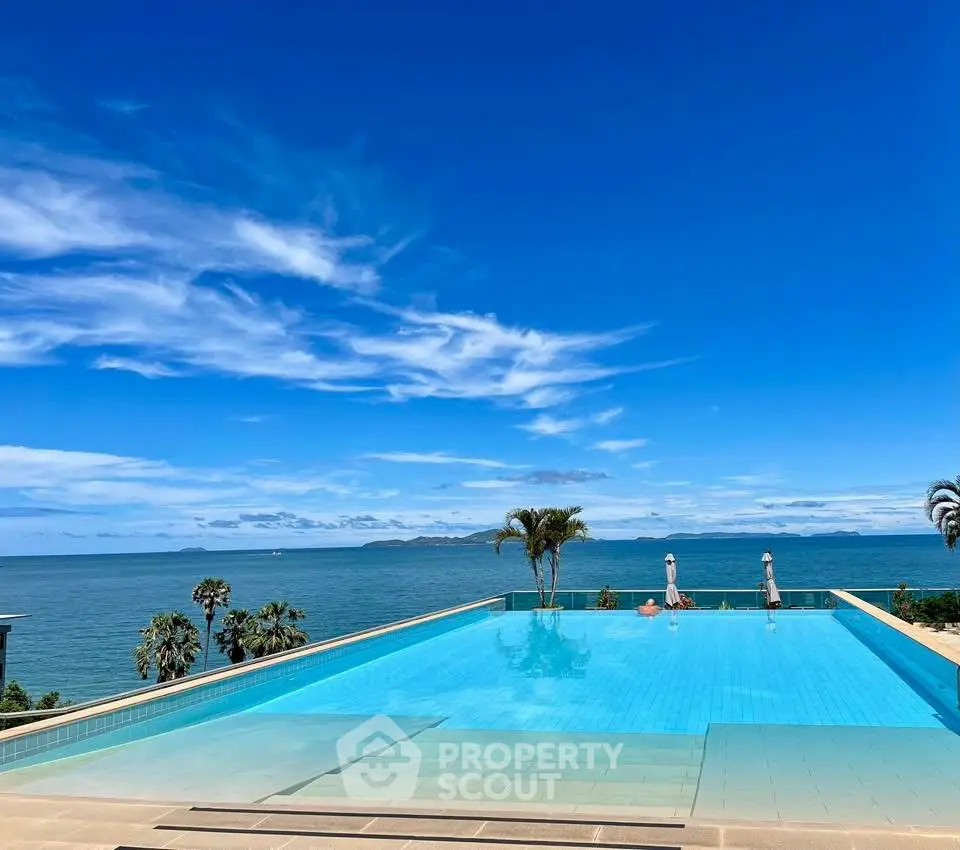 Stunning infinity pool with breathtaking ocean view under clear blue sky.