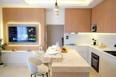 Modern kitchen with open layout and stylish island seating