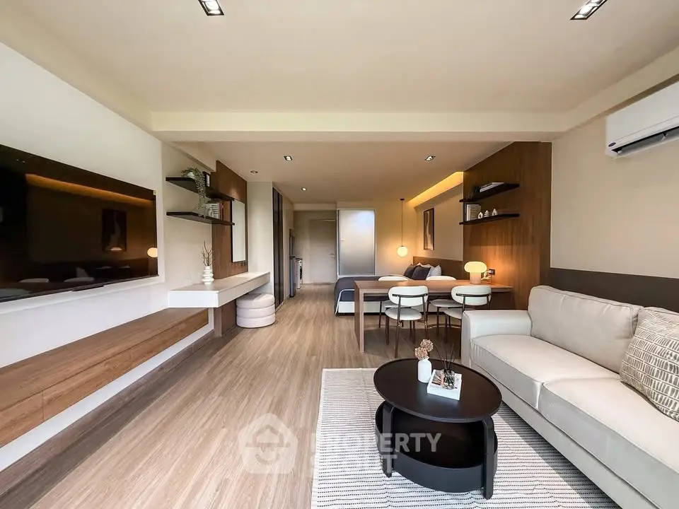 Modern living room with stylish decor and open layout