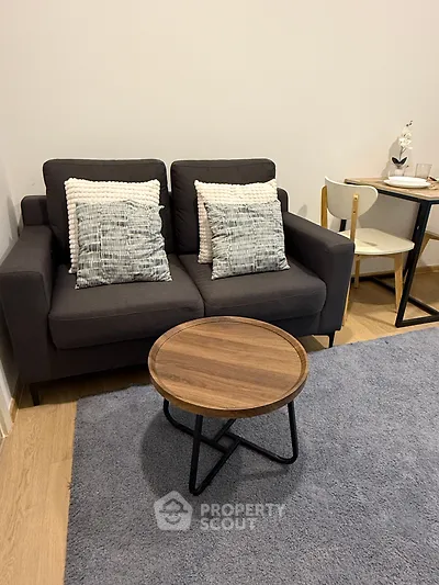 Cozy living room with modern sofa and stylish coffee table