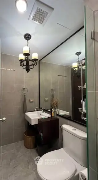 Elegant bathroom with modern fixtures and stylish lighting