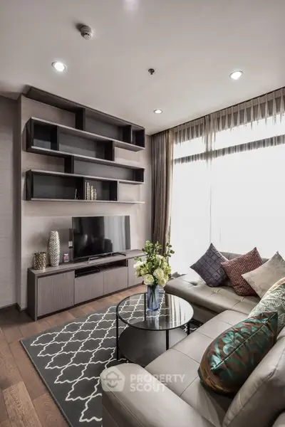 Modern living room with stylish decor and natural light