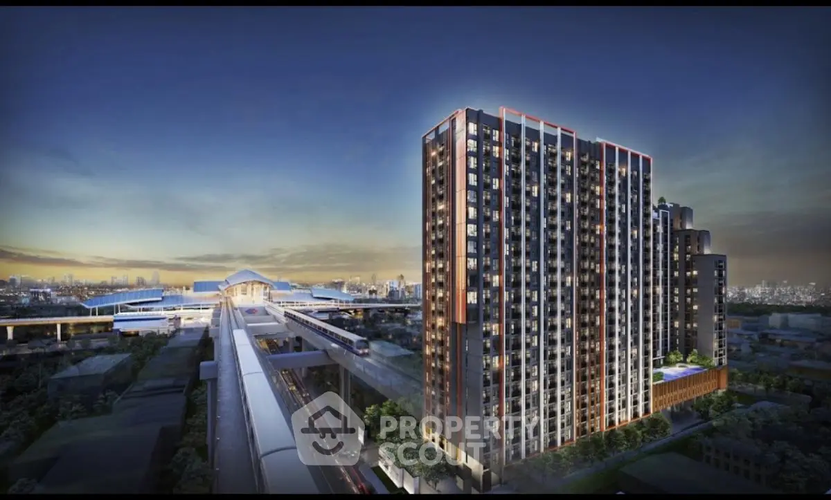 Stunning high-rise building with modern architecture and cityscape view at dusk