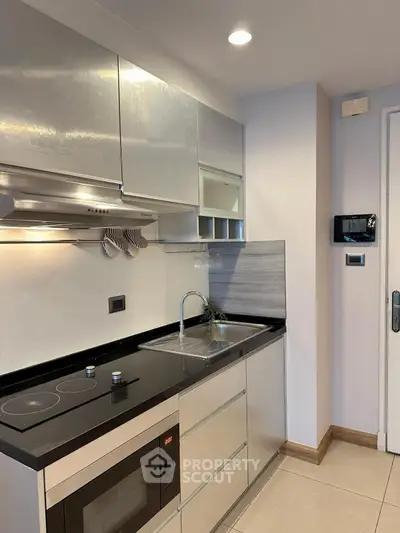 Modern kitchen with sleek cabinetry and built-in appliances