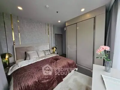 Luxurious modern bedroom with elegant decor and ample natural light
