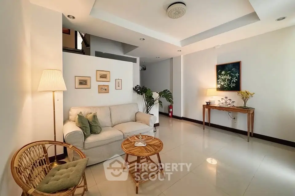 Cozy living room with modern decor and natural light