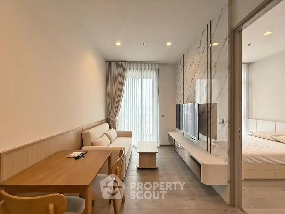 Modern living room with elegant decor and natural light