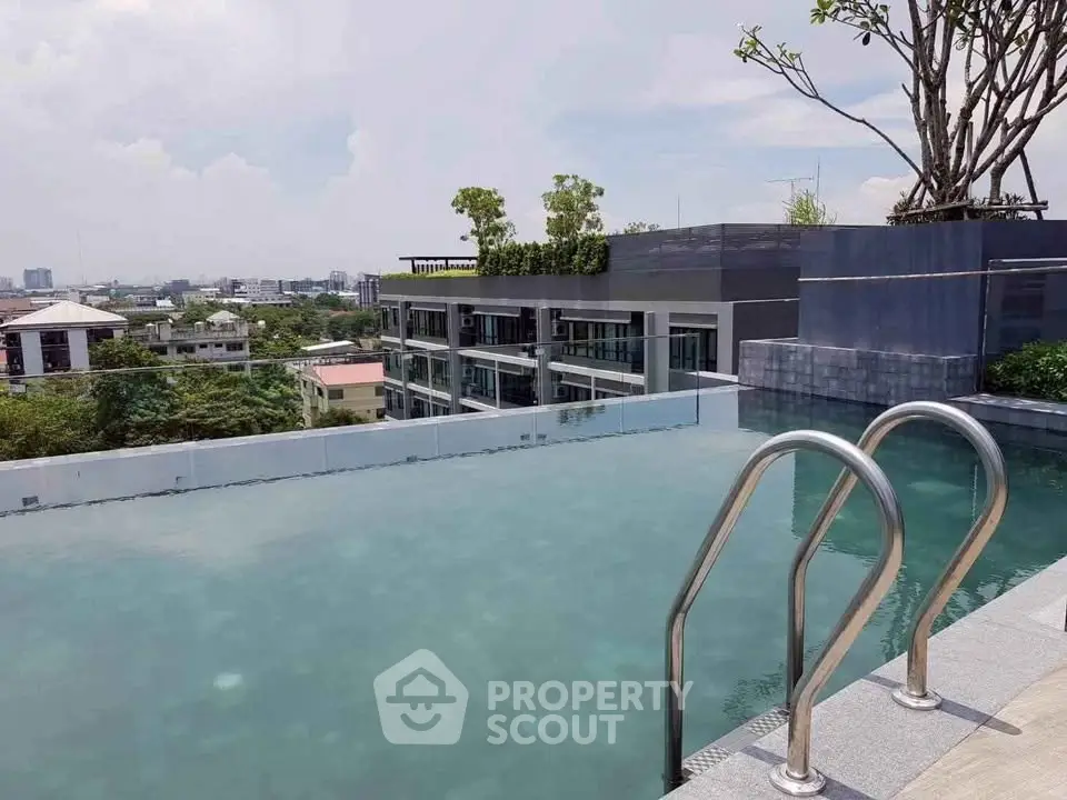 Luxurious rooftop infinity pool with stunning city views and modern architecture.
