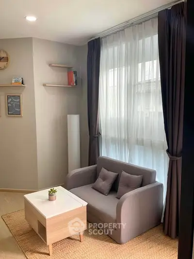 Cozy living room with modern decor and natural light