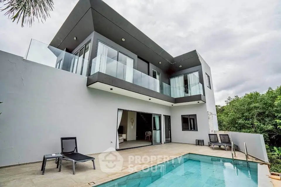 Modern luxury villa with private pool and spacious balcony, perfect for serene living.