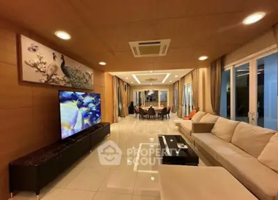 Luxurious modern living room with elegant decor and spacious seating area