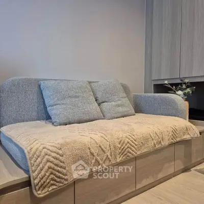 Cozy living room with modern sofa and stylish decor