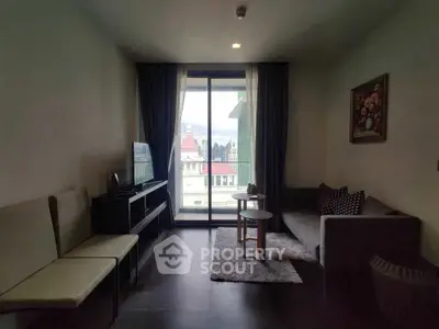Cozy living room with city view and modern decor