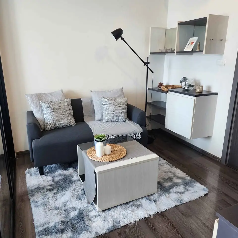 Modern living room with stylish decor and cozy seating area