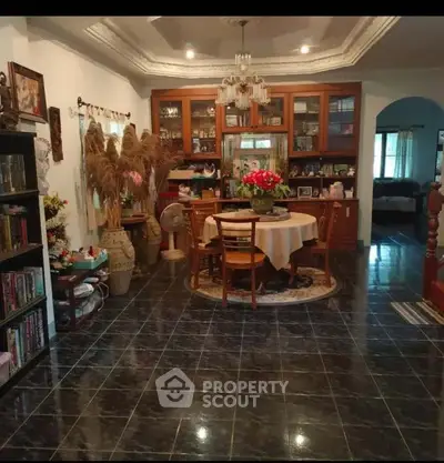 Charming living room with elegant decor and polished tile flooring