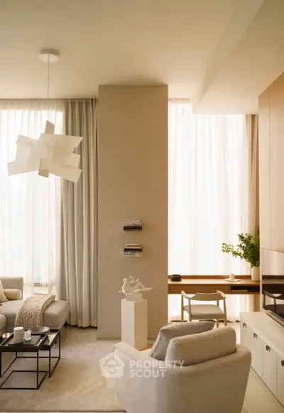 Luxurious modern living room with elegant decor and natural light