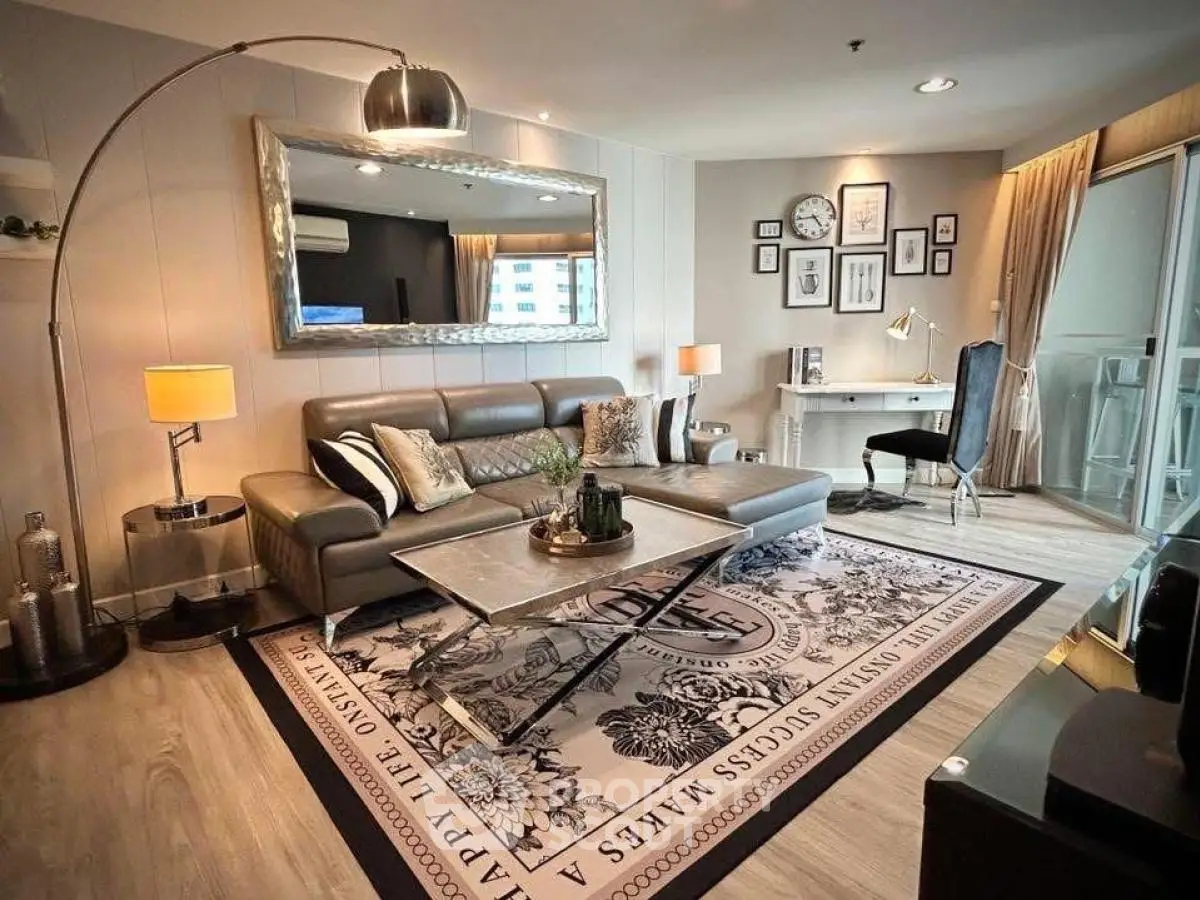 Luxurious modern living room with elegant decor and stylish furniture