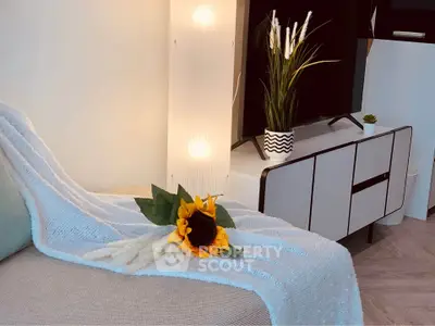 Stylish modern living room with cozy decor and elegant furniture