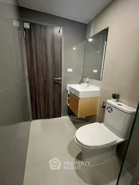 Modern bathroom with sleek fixtures and minimalist design