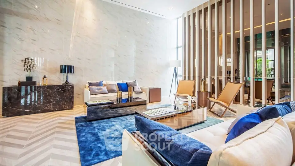 Luxurious modern living room with elegant decor and spacious seating area