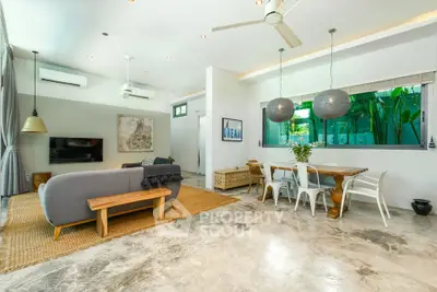 Spacious modern living room with open layout and stylish decor