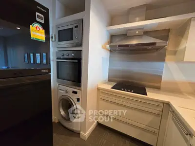 Modern kitchen with built-in appliances and sleek design