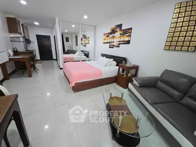 Spacious studio apartment with modern decor and open layout