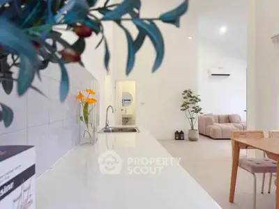 Modern open-plan kitchen and living area with sleek design and bright ambiance.