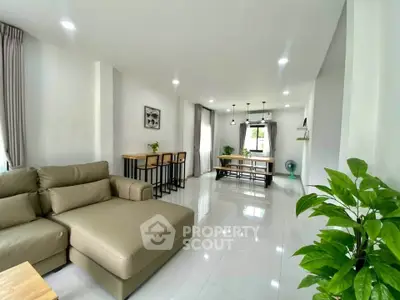 Spacious modern living room with open layout and stylish furniture