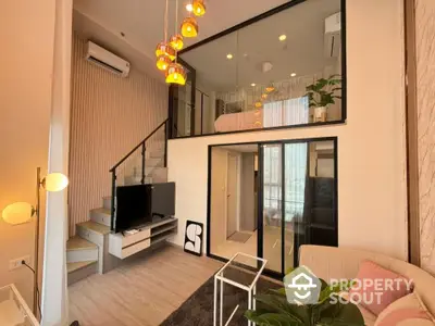 Modern duplex apartment with stylish interior and mezzanine bedroom