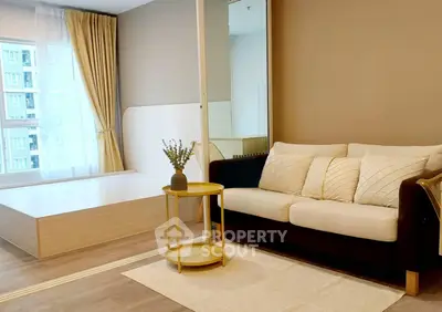 Modern living room with cozy sofa and stylish decor in a bright apartment